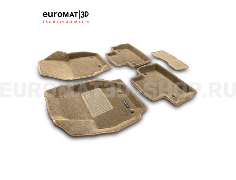 Текстильные 3D коврики Euromat3D Business в салон для Volvo S 80 (2006-) № EMC3D-005507T Бежевые