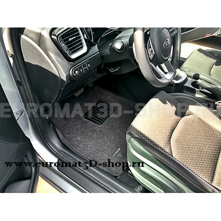 Текстильные 3D коврики Euromat3D Lux в салон для Kia Ceed (2018-) № EM3D-002902G Серые