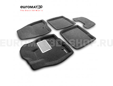 Текстильные 3D коврики Euromat3D Lux в салон для Ford Explorer (2015-) № EM3D-002217G Серые