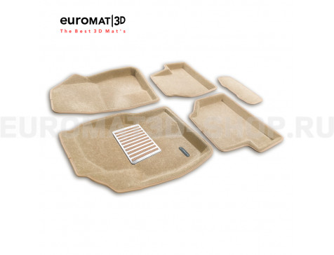Текстильные 3D коврики Euromat3D Lux в салон для Ford Focus 2 (2005-2011) № EM3D-002214T Бежевые